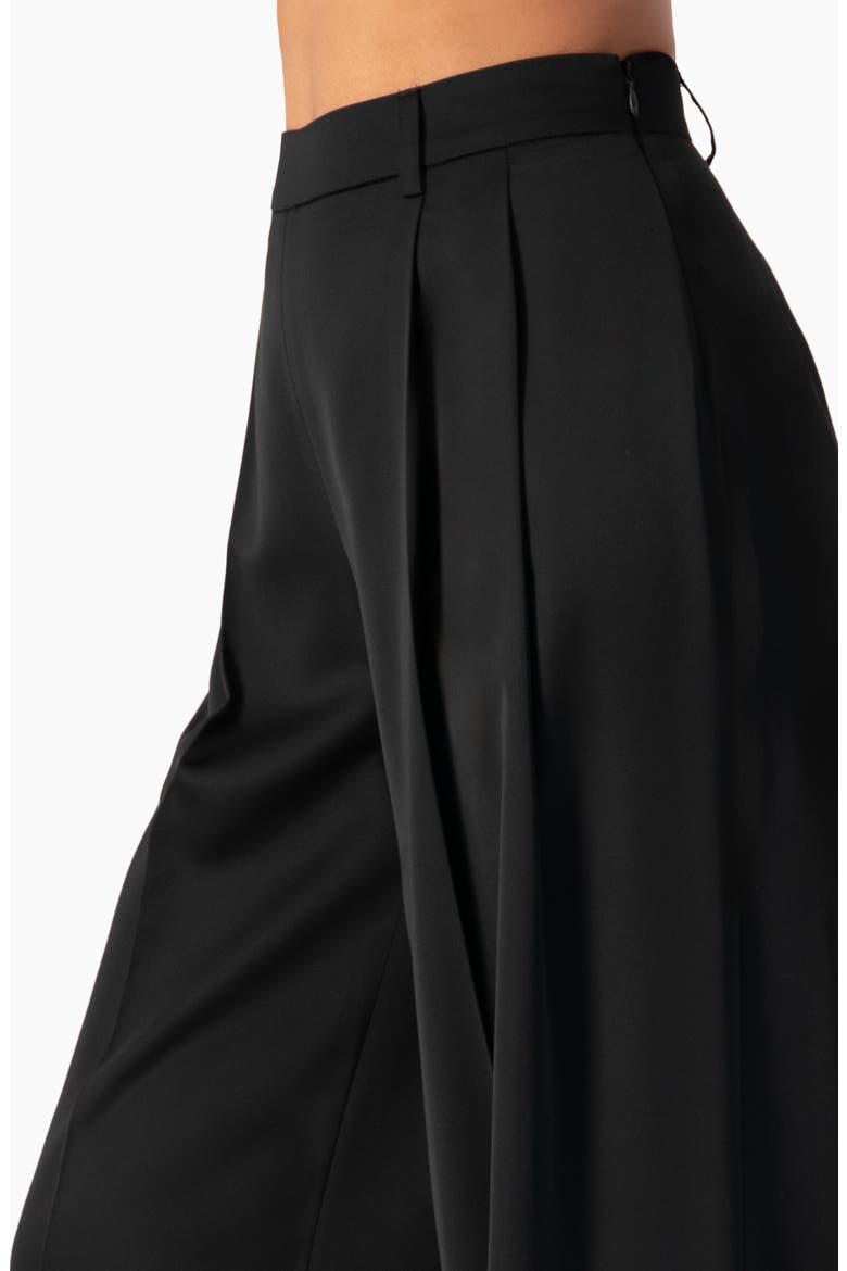 Satin Wide Leg Tailored Pants, Alternate, color, Black