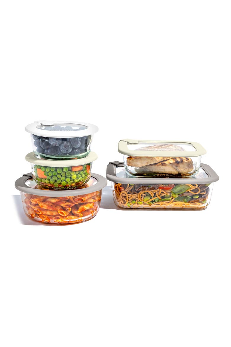 Glass Signature 10-Piece Glass Food Storage Set, Main, color, WHITE STONE