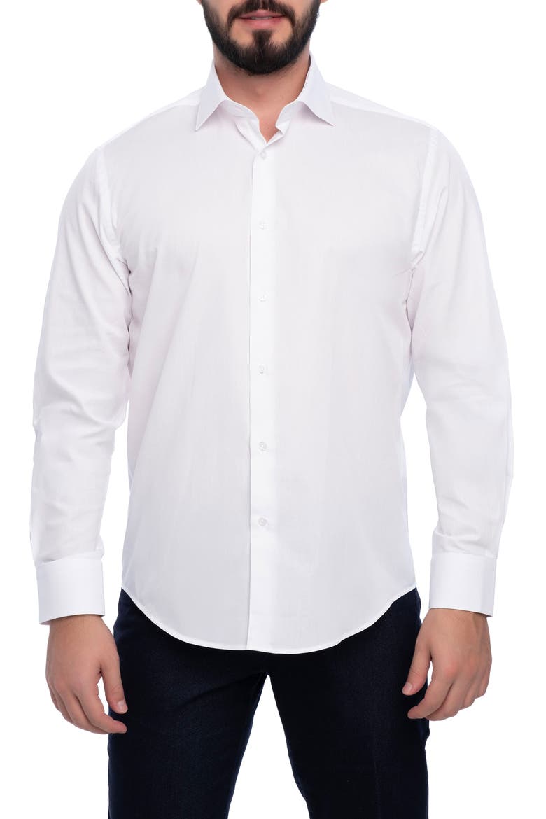 Bolton Slim Fit Cotton Dress Shirt, Main, color, WHITE