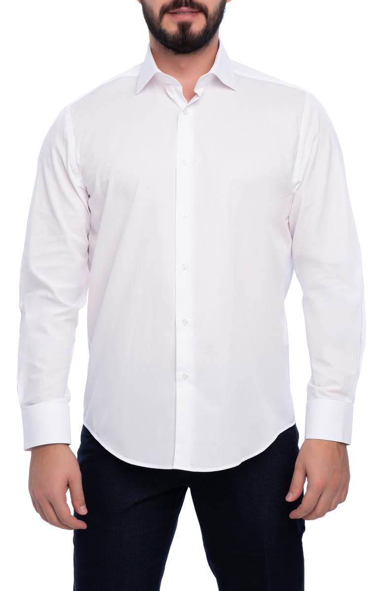 VELLAPAIS Bolton Slim Fit Cotton Dress Shirt, Main, color, White