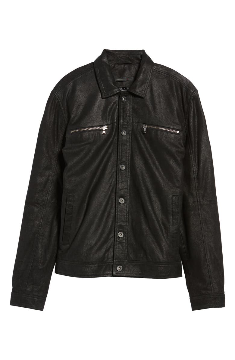 John Varvatos Star USA Leather Trucker Jacket, Alternate, color, 