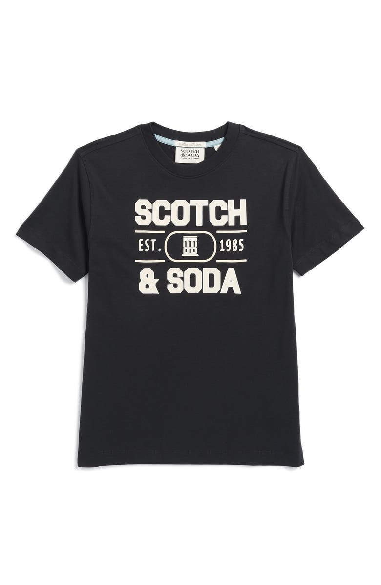 Scotch & Soda Kids' Short Sleeve Graphic Print T-Shirt, Main, color, Black