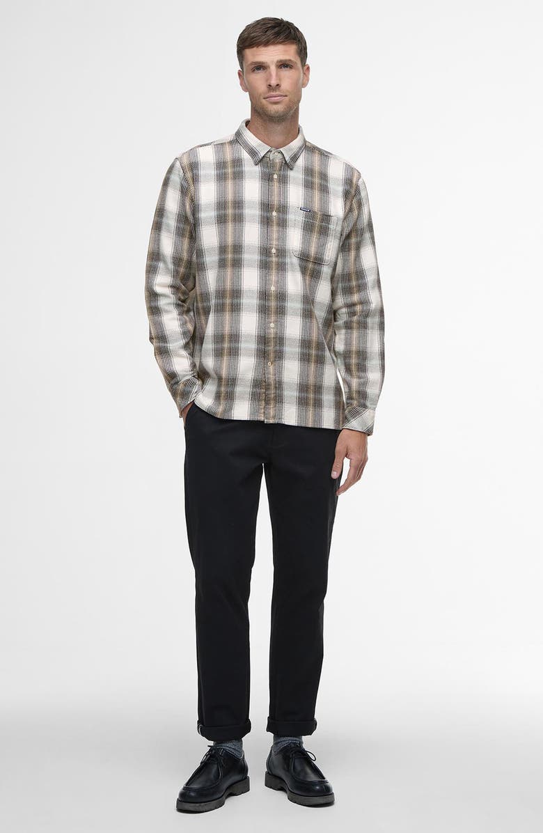 Barbour Hawthorn Plaid Brushed Cotton Button-Up Shirt, Alternate, color, Whisper White