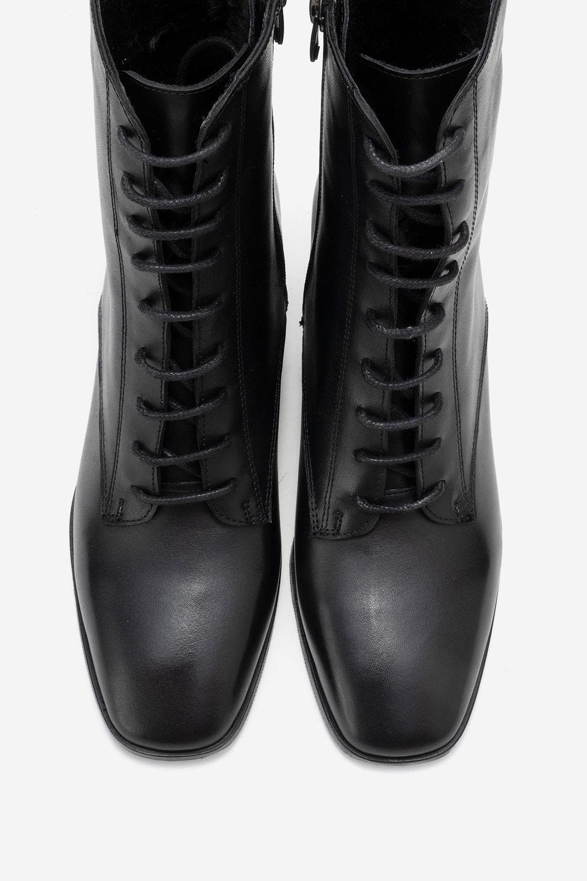 Forever & Always Shoes Sudy Leather Lace Up Boot, Alternate, color, Black