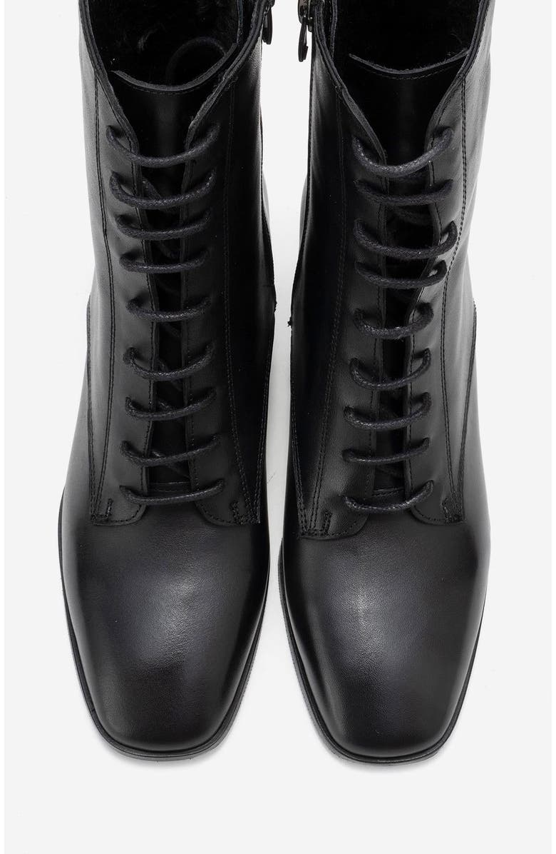 Forever & Always Shoes Sudy Leather Lace Up Boot, Alternate, color, Black