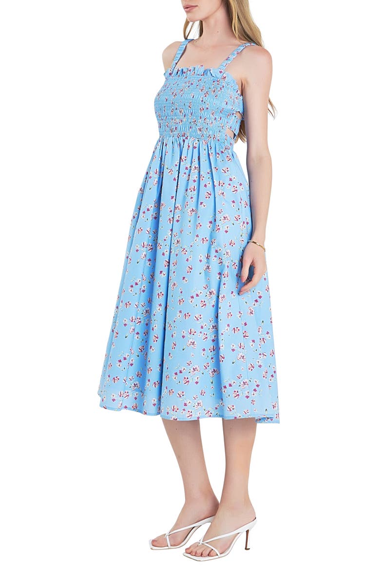 Smocked Floral Sundress, Alternate, color, BLUE MULTI