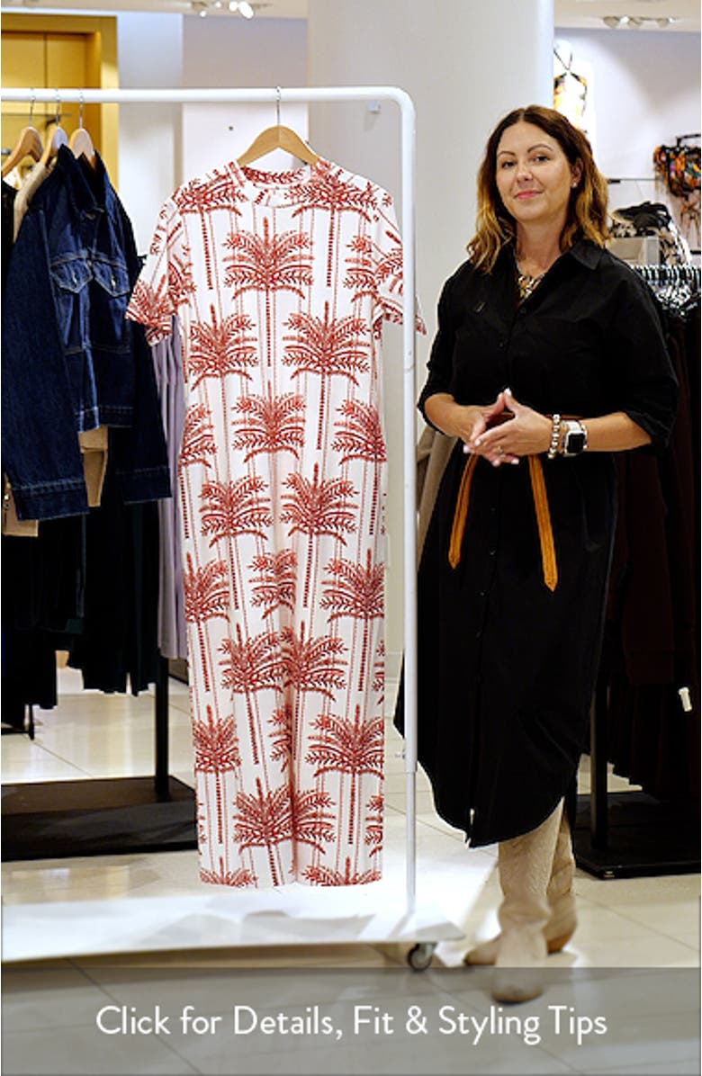 Palm Tree Print Cotton Maxi T-Shirt Dress, sales video thumbnail