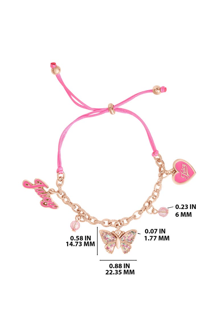 Kids Adjustable Butterfly Charm Bracelet, Alternate, color, gold, pink
