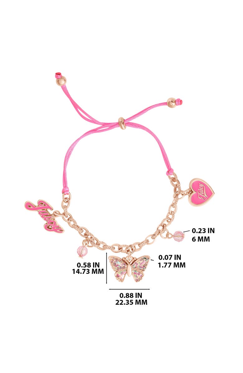 Juicy Couture Kids Kids Adjustable Butterfly Charm Bracelet, Alternate, color, Gold, Pink
