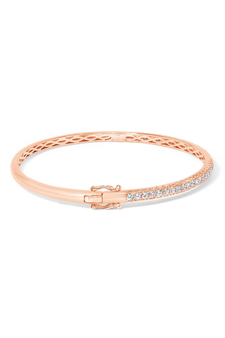 14K Gold 1.00 Cttw Half Eternity Diamond Bangle Bracelet, Alternate, color, Rose