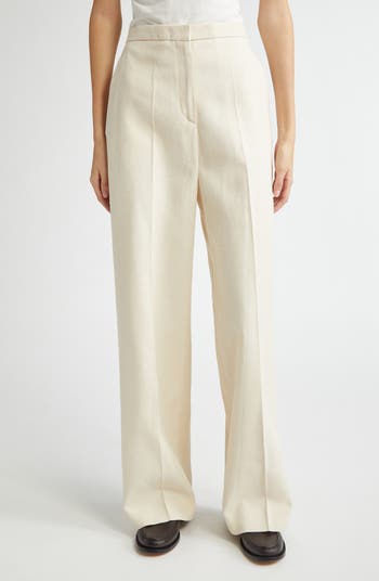 LOULOU DE SAISON Zora Textured Twill Straight Leg Trousers