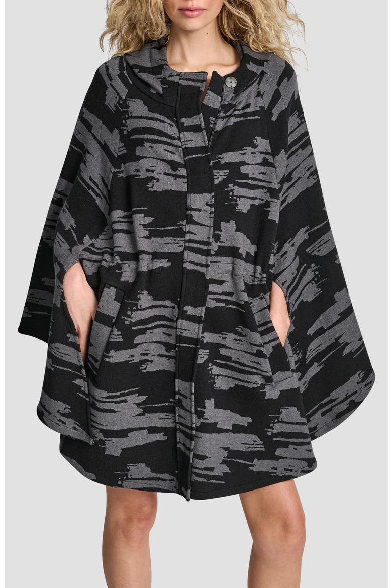 Knit Sweater Cape, Main, color, BLACK/ GRAPHITE