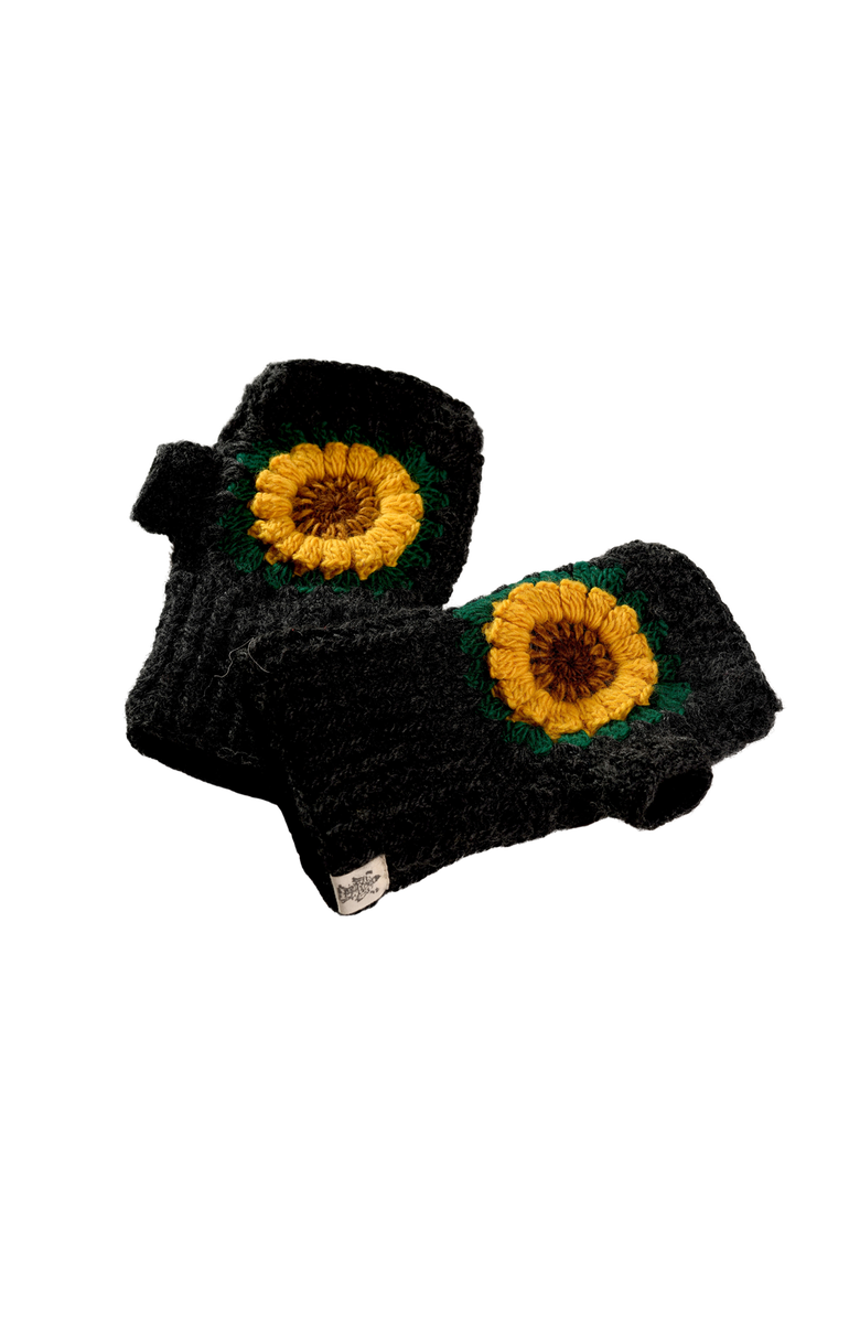 Nirvanna Designs Sunflower Handwarmers, Main, color, Charcoal
