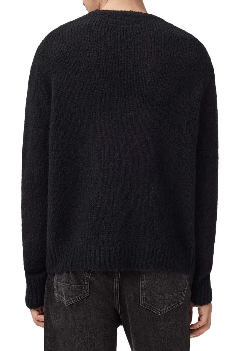 AllSaints Message Wool Blend Crewneck Sweater, Alternate, color, Black