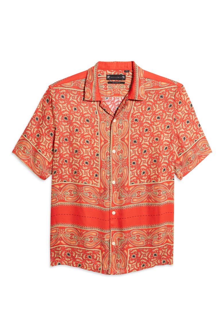 Sinaloa Relaxed Fit Short Sleeve Button-Up Shirt, Alternate, color, INFERNAL RED