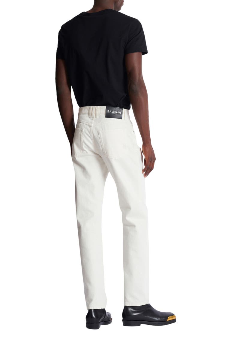White denim straight-cut jeans, Alternate, color, white