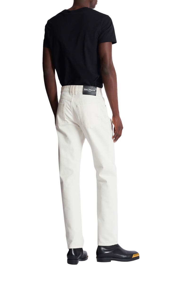 Balmain White denim straight-cut jeans, Alternate, color, White