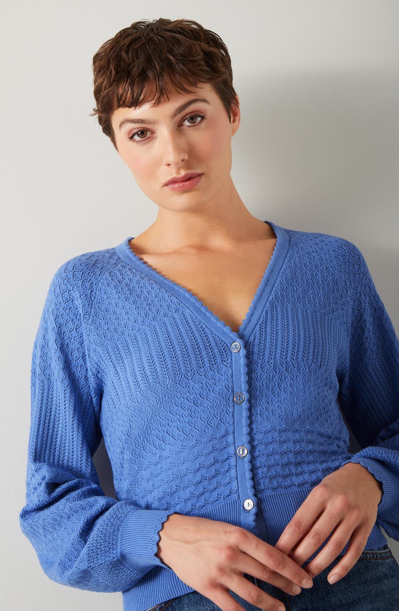 LK Bennett Penelope Bell Sleeve Cardigan, Alternate, color, Blue