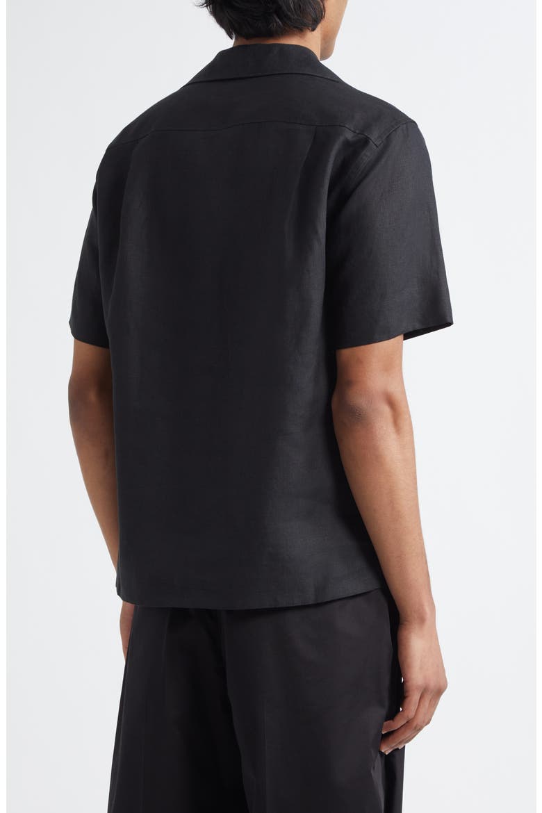 Short Sleeve Linen Shirt, Alternate, color, N0000 BLACK
