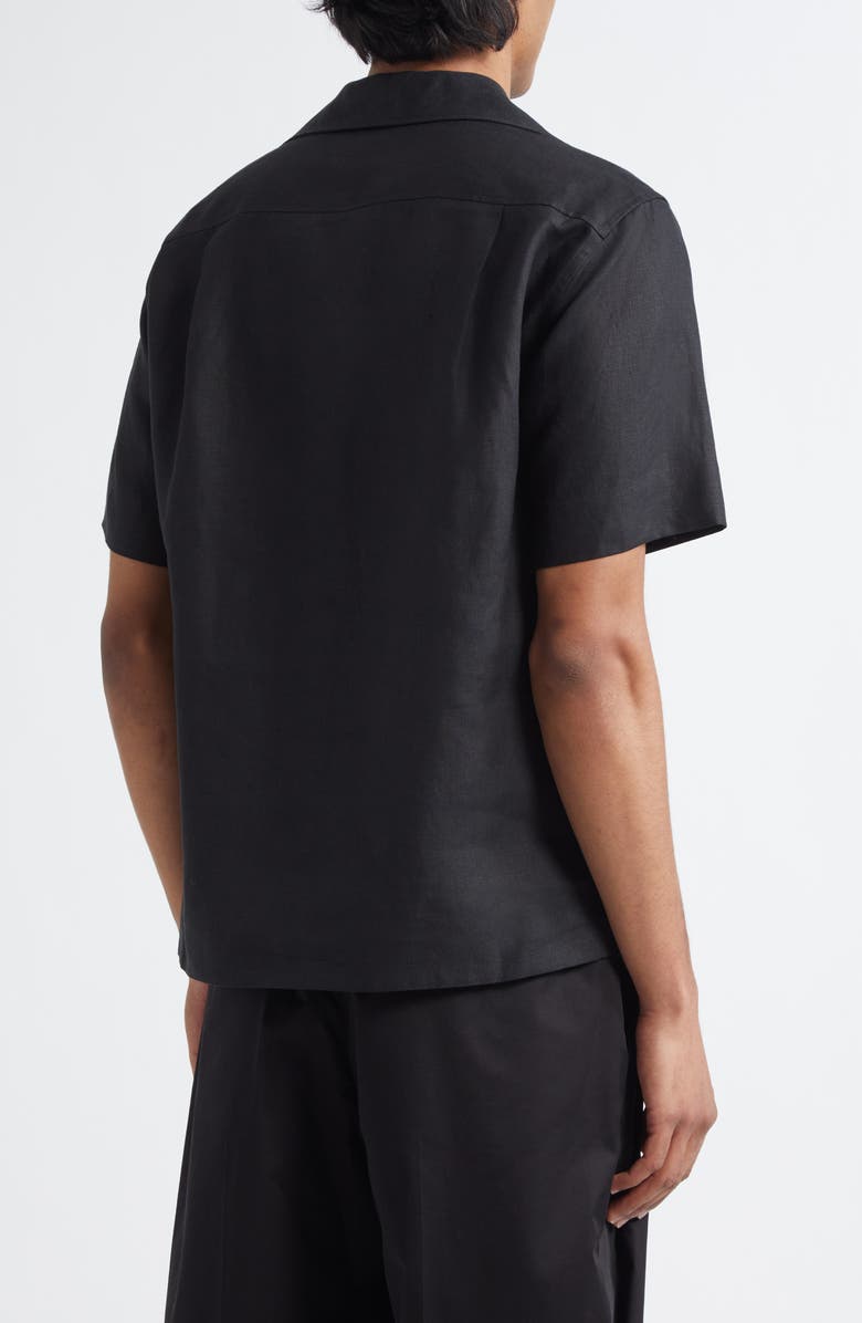 Dolce&Gabbana Short Sleeve Linen Shirt, Alternate, color, N0000 Black