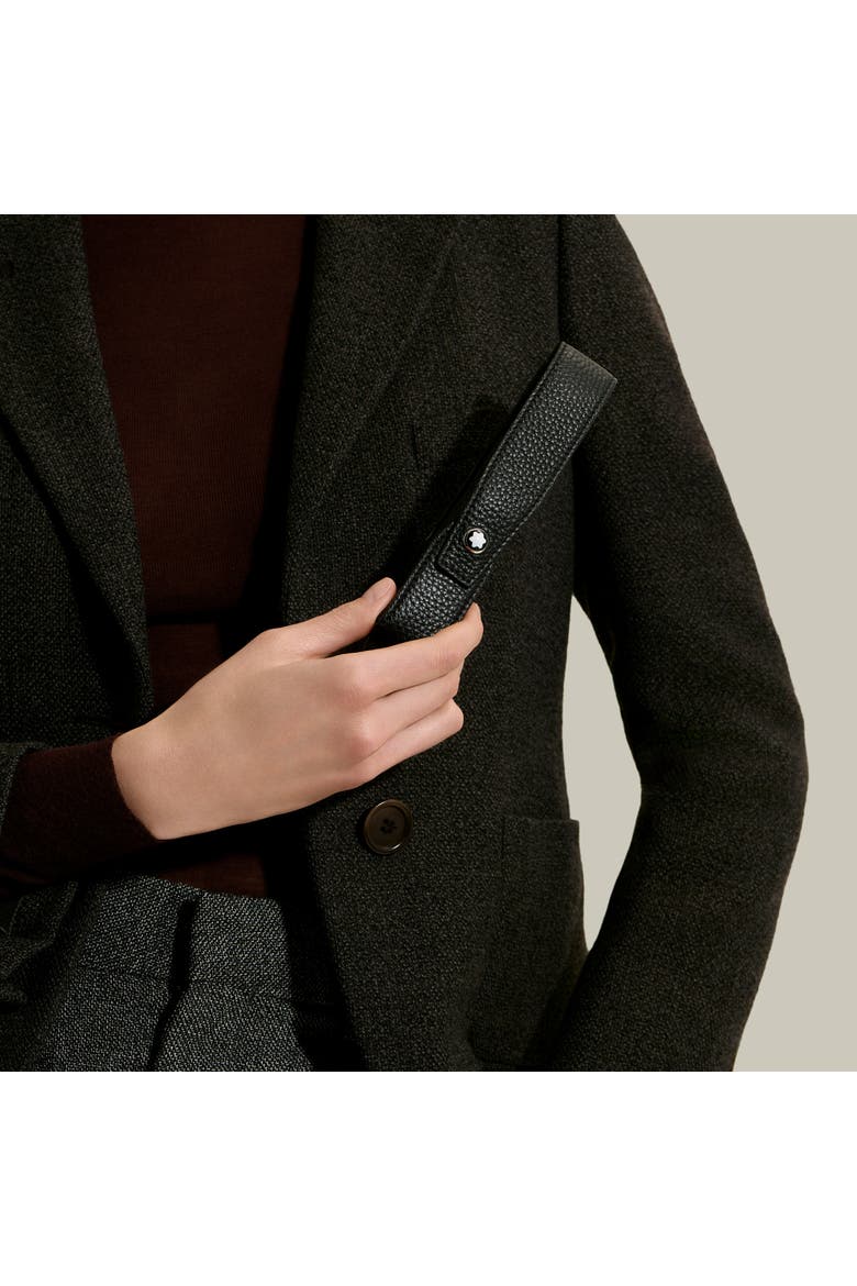Grain Leather Envelope 1 Pen Pouch, Alternate, color, BLACK