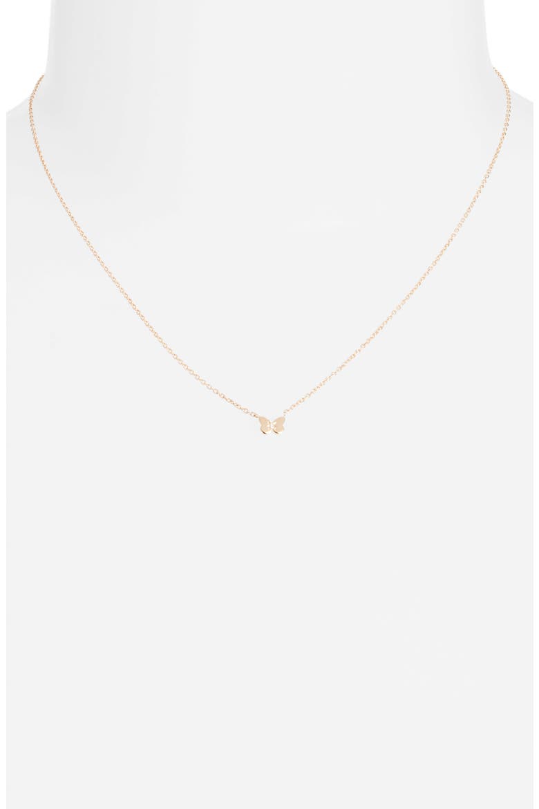 Mini Butterfly Pendant Necklace, Alternate, color, GOLD