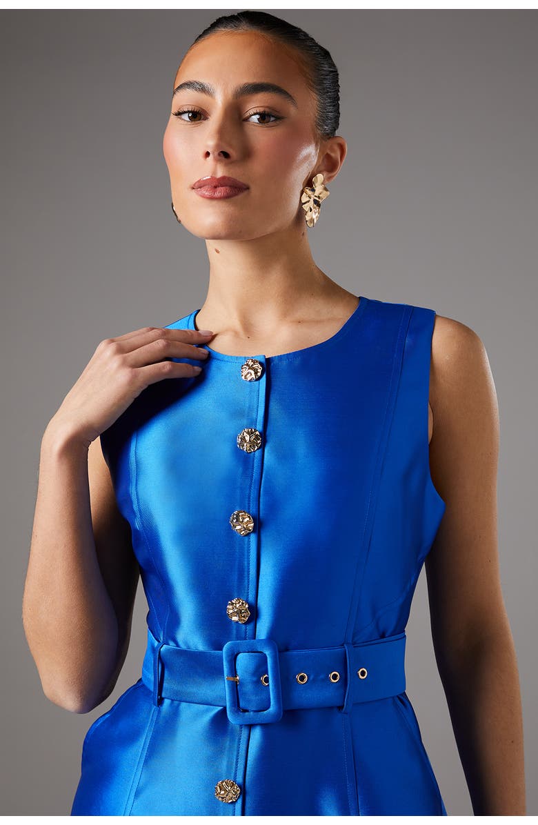 Coast Button Through Belted Prom Dress, Alternate, color, Cobalt