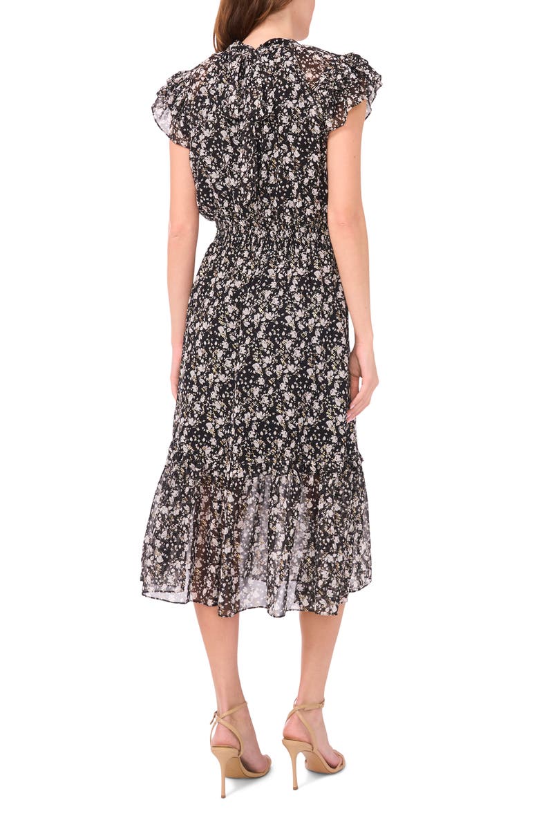 Halogen<sup>®</sup> Flutter Sleeve Midi Dress, Alternate, color, Rich Black 060