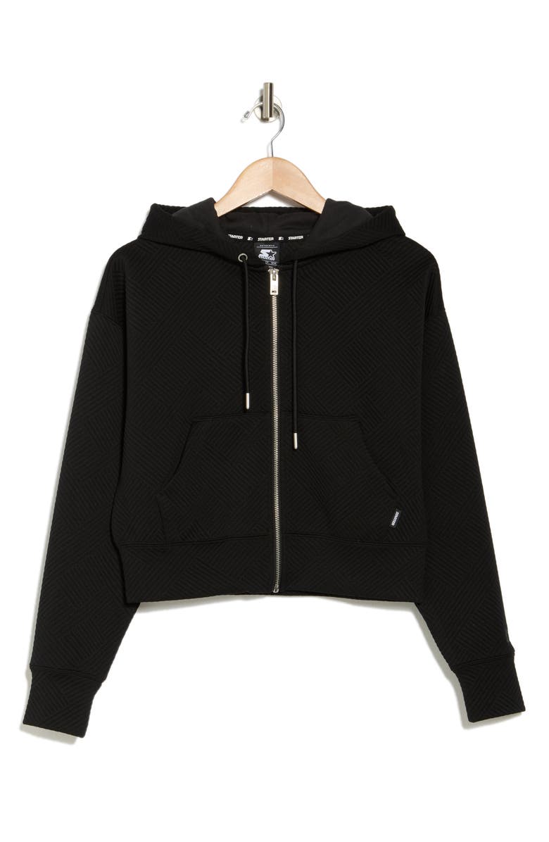 STARTER Jacquard Zip Hoodie, Alternate, color, Black