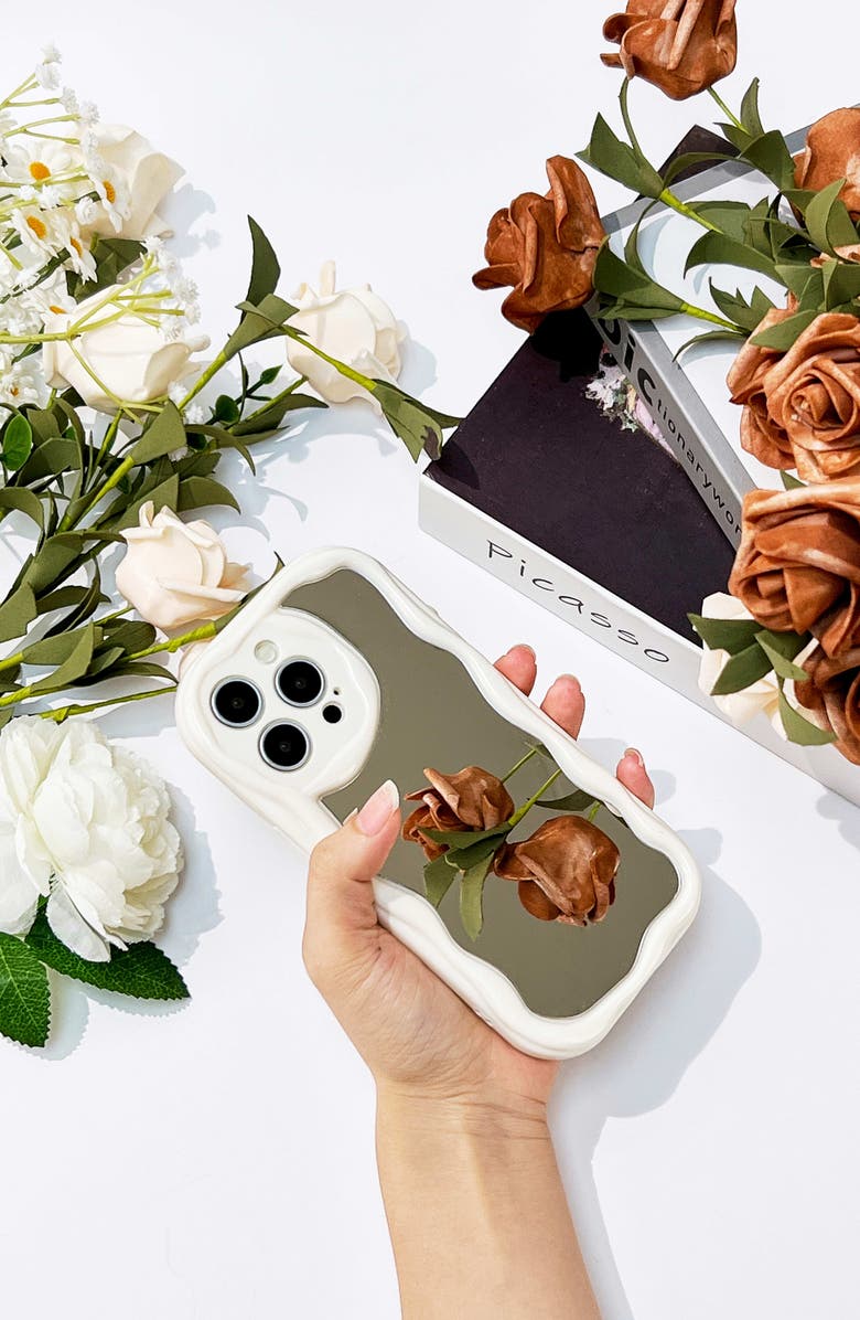 Auramma Funky Mirror iPhone 15 Pro Case, Alternate, color, White