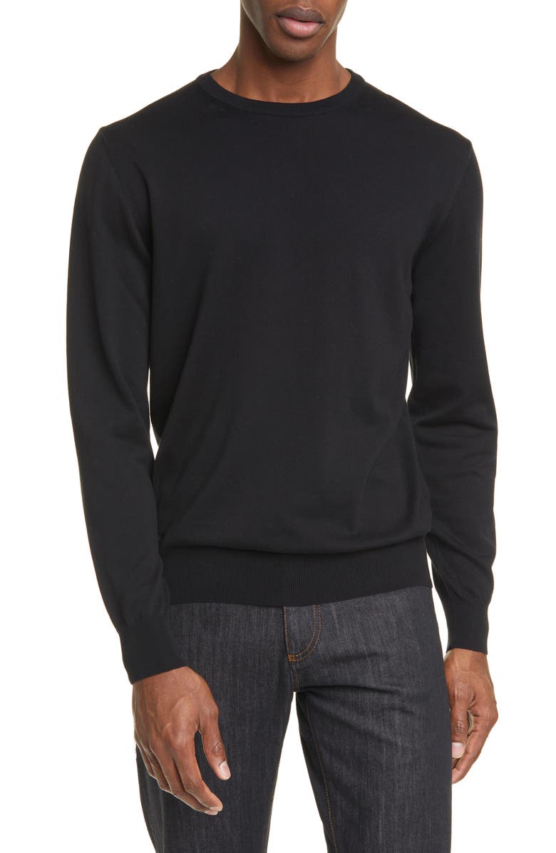 Canali Classic Fit Cotton Crewneck Sweater, Main, color, 
