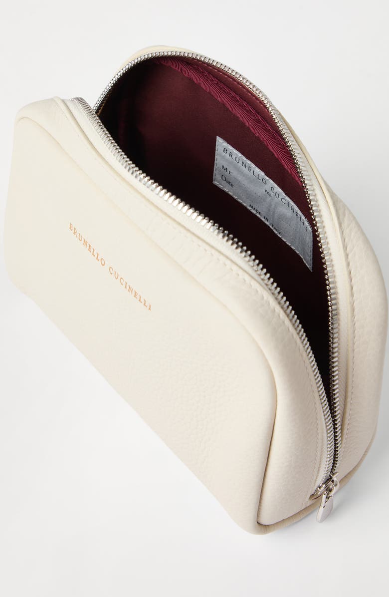 Brunello Cucinelli Calfskin beauty case, Alternate, color, Ivory