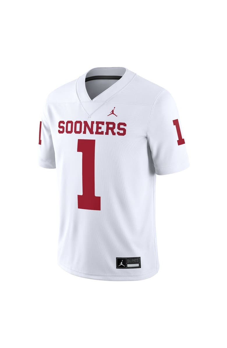 Jordan Brand Men's Jordan Brand #1 White Oklahoma Sooners Game Jersey, Alternate, color, White