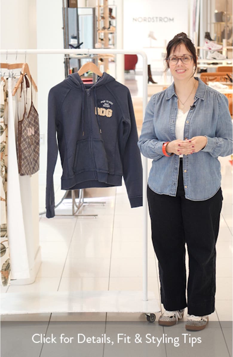 Graphic Appliqué Zip Front Sweatshirt, sales video thumbnail