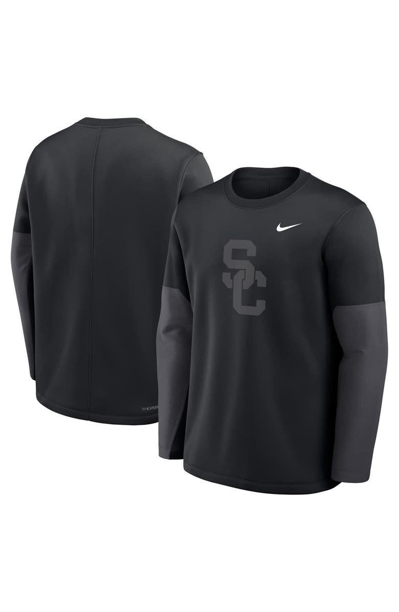 Nike Men's Nike Black USC Trojans 2025 Sideline Coach Therma-FIT Long Sleeve T-Shirt, Alternate, color, Black