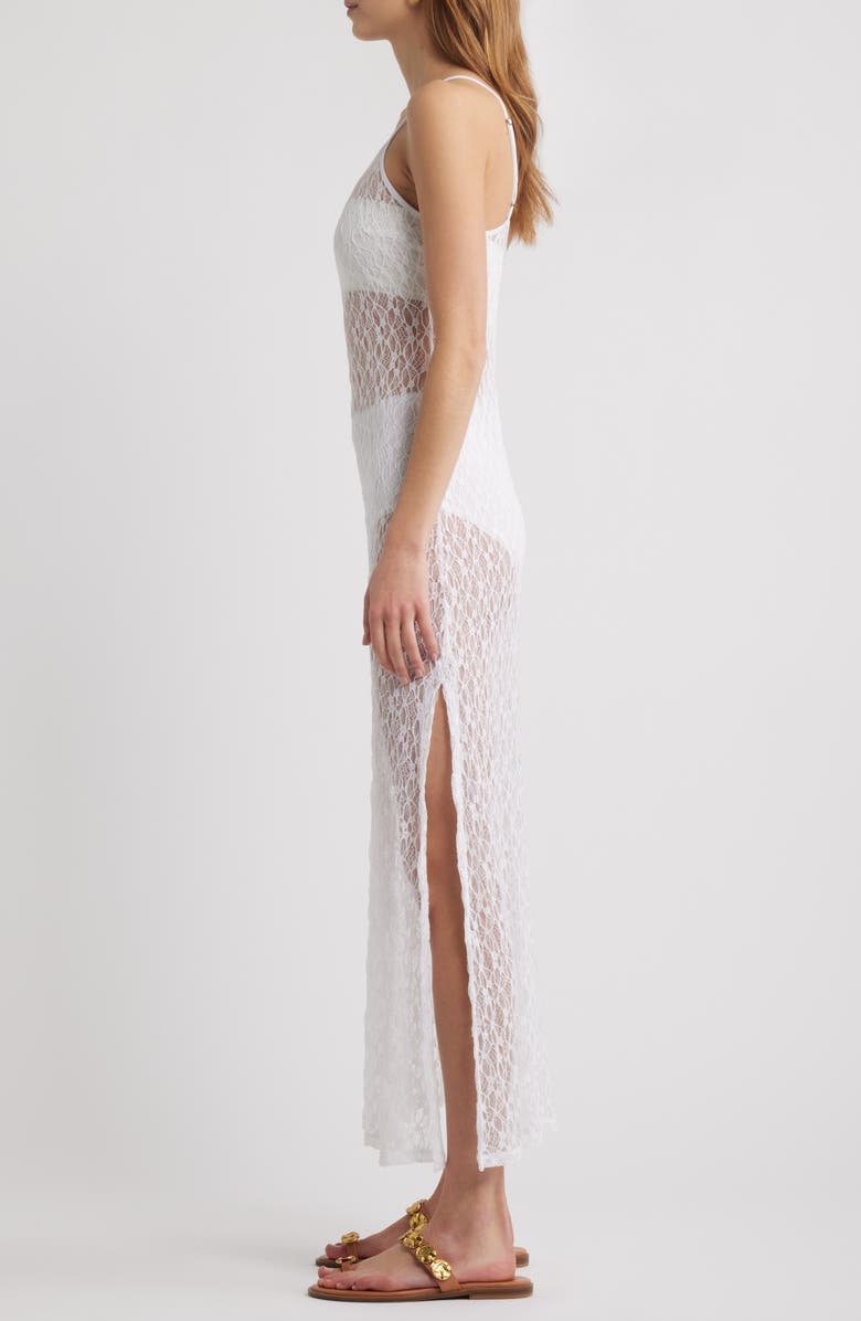 Open Edit Sheer Lace Maxi Dress, Alternate, color, White