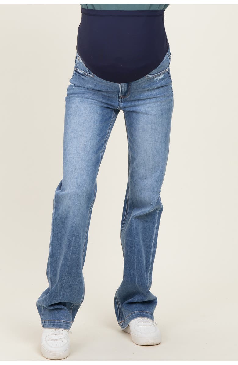 PinkBlush Lightly Distressed Maternity Straight Leg Jeans, Alternate, color,