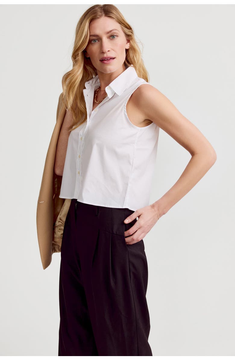 The Shirt by Rochelle Behrens The Boxy Cropped Sleeveless Shirt, Alternate, color, White