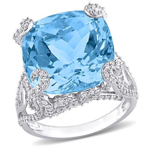 Topaz & Diamond Cocktail Ring 14k