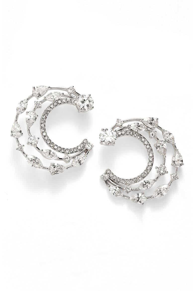 'Celeste' Cubic Zirconia Stud Earrings, Main, color, RHODIUM