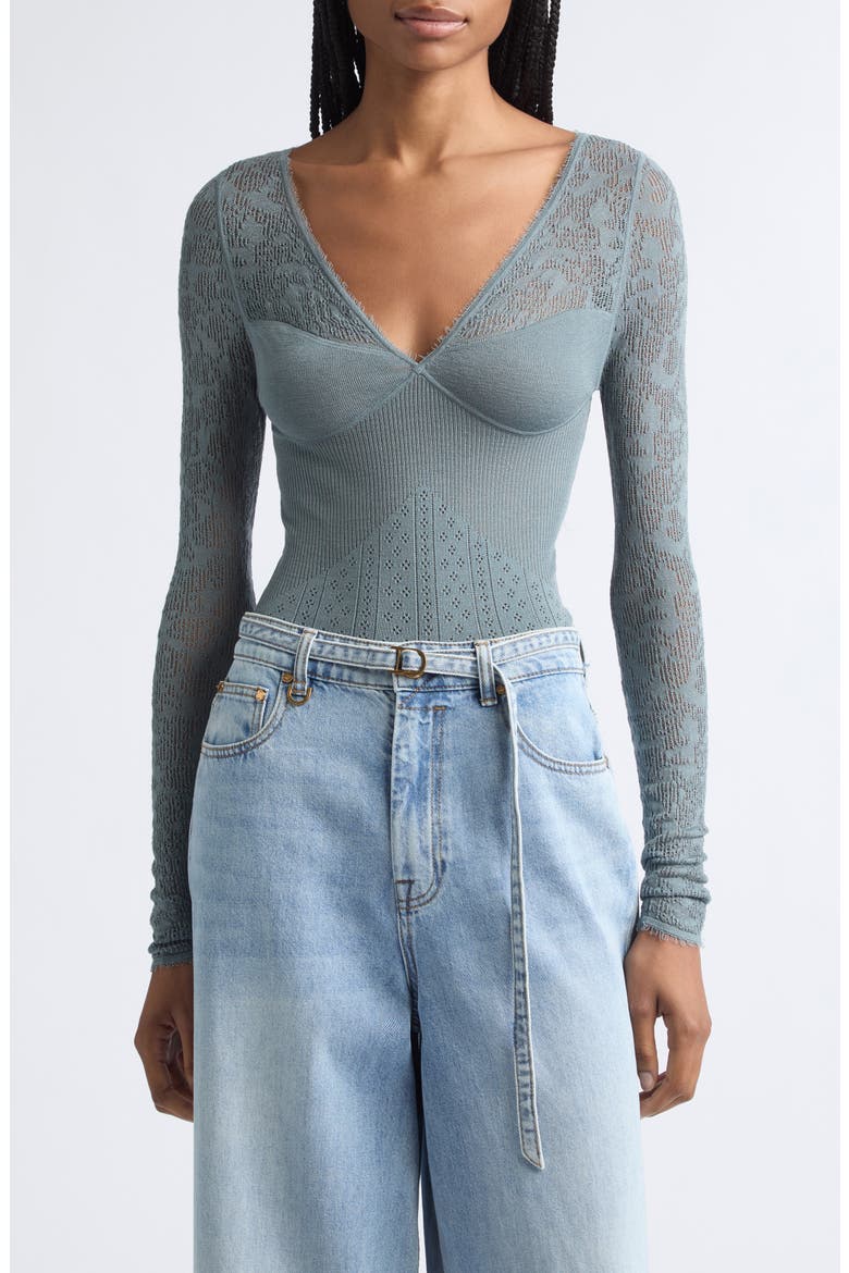 Wool Blend Pointelle Lace Sweater, Main, color, AIRFORCE
