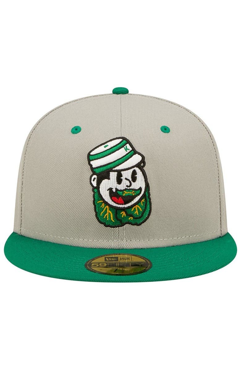 New Era Men's New Era Gray/Green Down East Wood Ducks Kinston Collard Greens Theme Night 59FIFTY Fitted Hat, Alternate, color, Gray