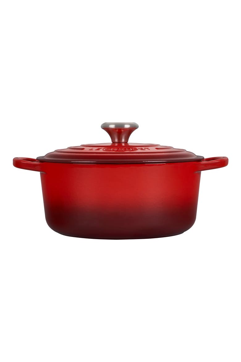 Signature 4.5-Quart Round Enamel Cast Iron Dutch Oven, Alternate, color, CERISE
