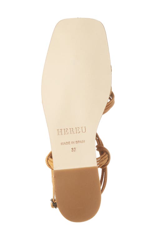 Hereu Square Toe Flat Sandals In Light Camel