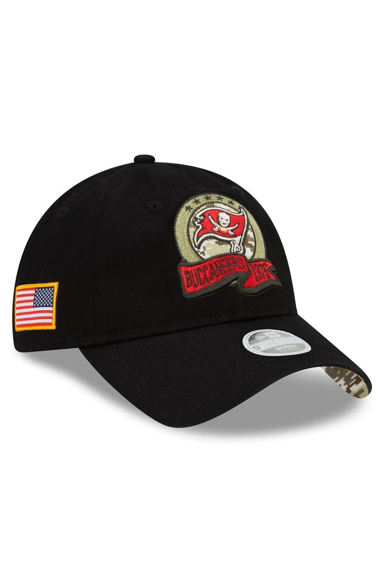Women's New Era Black Tampa Bay Buccaneers 2022 Salute To Service 9TWENTY Adjustable Hat, Main, color, Black