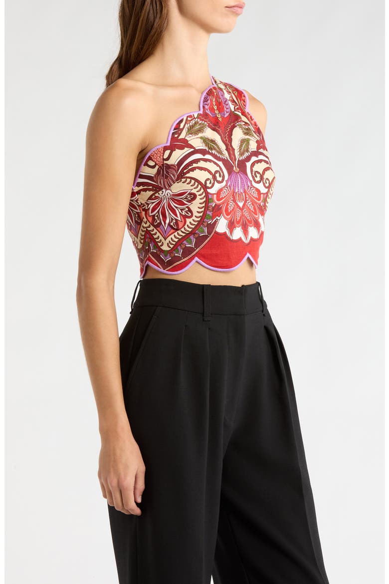 Odara One Shoulder Scallop Crop Top, Alternate, color, RED