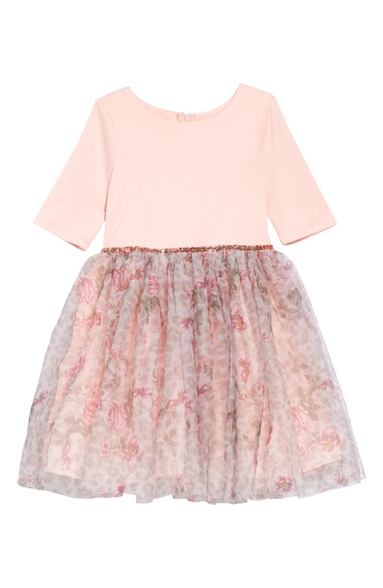 Zunie Fit & Flare Tulle Dress, Main, color, 