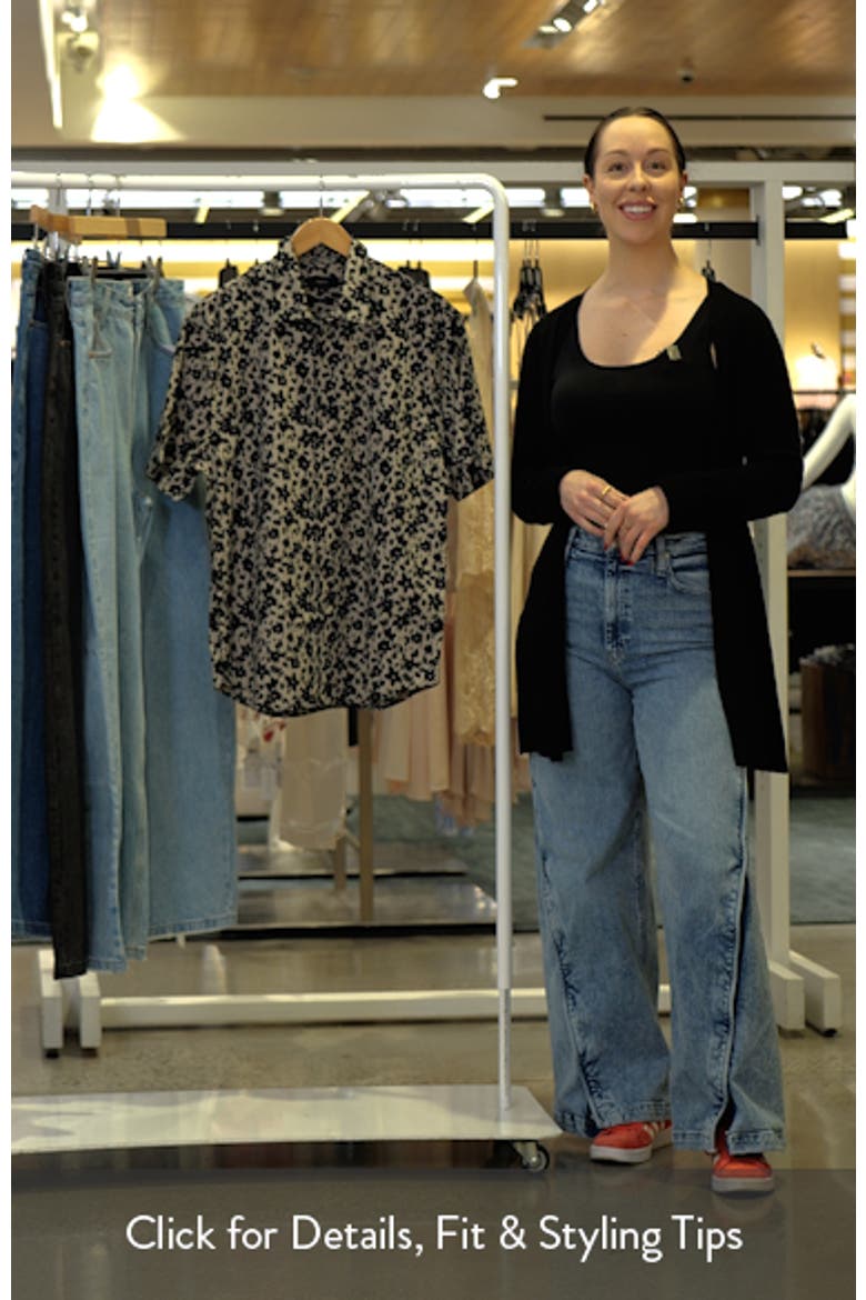 Star Lily Floral Short Sleeve Lyocell & Cotton Button-Up Shirt video