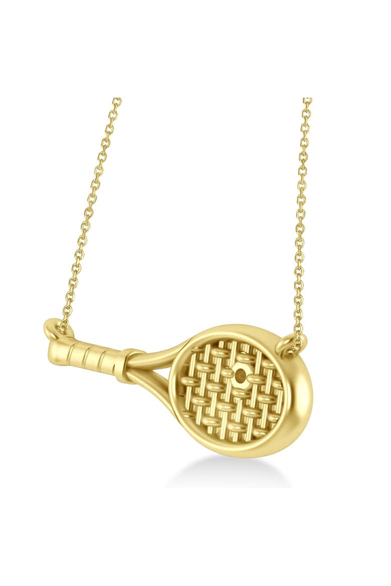 Tennis Racket with Diamond Ball Pendant Necklace 14k, Alternate, color, Yellow Gold