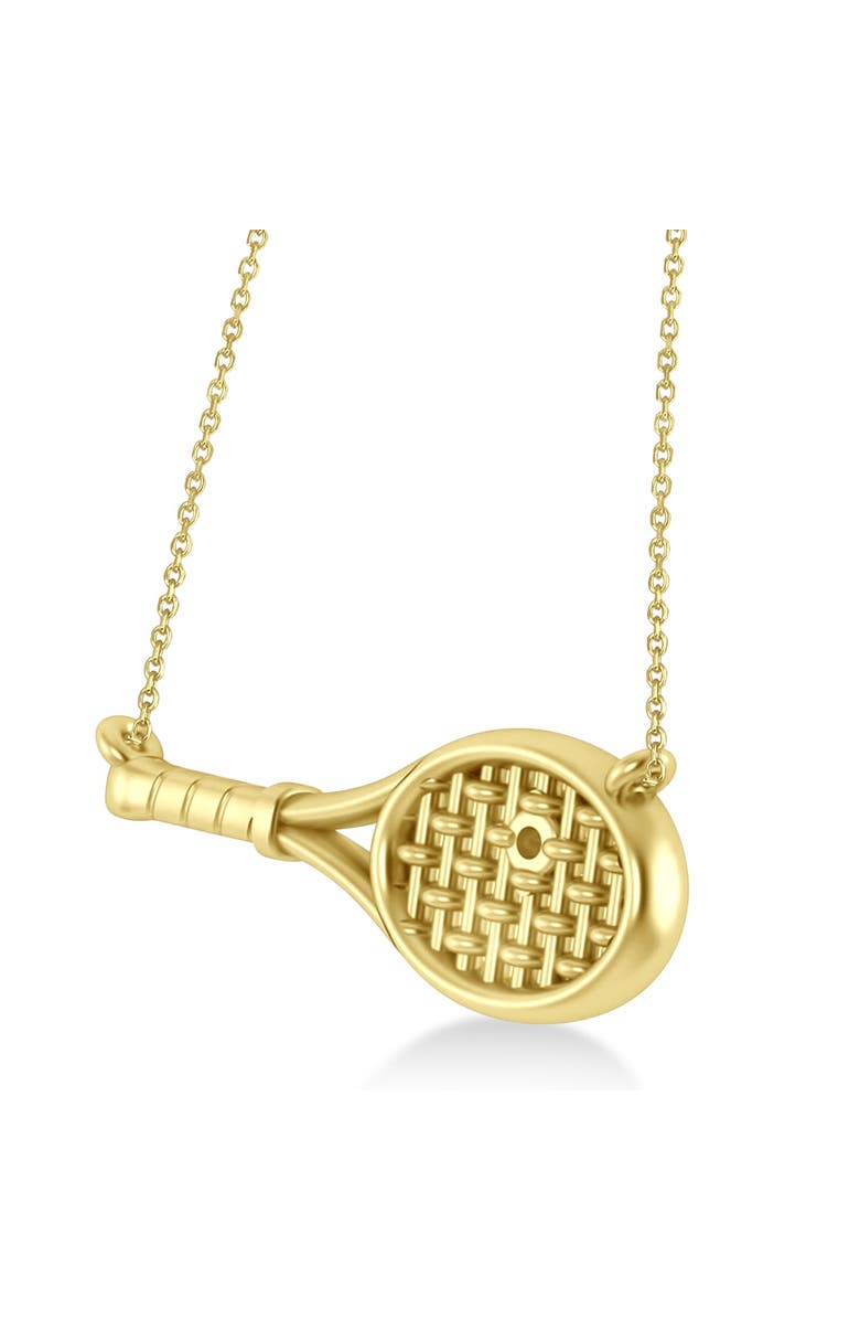 ALLUREZ Tennis Racket with Diamond Ball Pendant Necklace 14k, Alternate, color, Yellow Gold